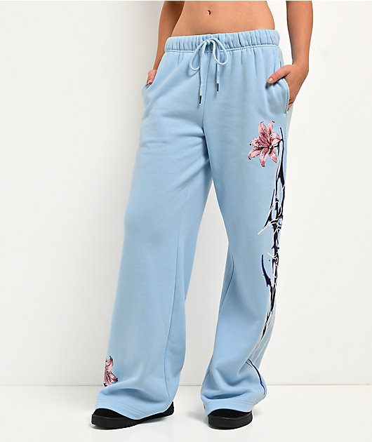Vitriol Myla Blue Wash Wide Leg Sweatpants