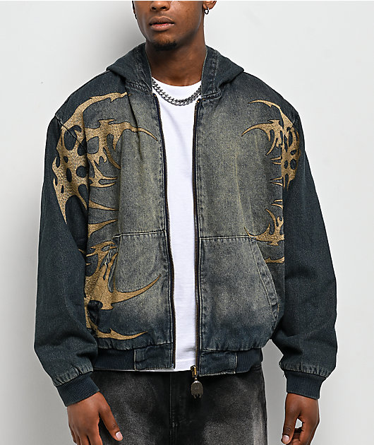 Vitriol Oblivion Blue Wash Hooded Denim Boxy Jacket | Zumiez