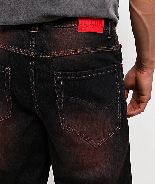 Vitriol Riddle Black Wash Loose Fit Skate Shorts