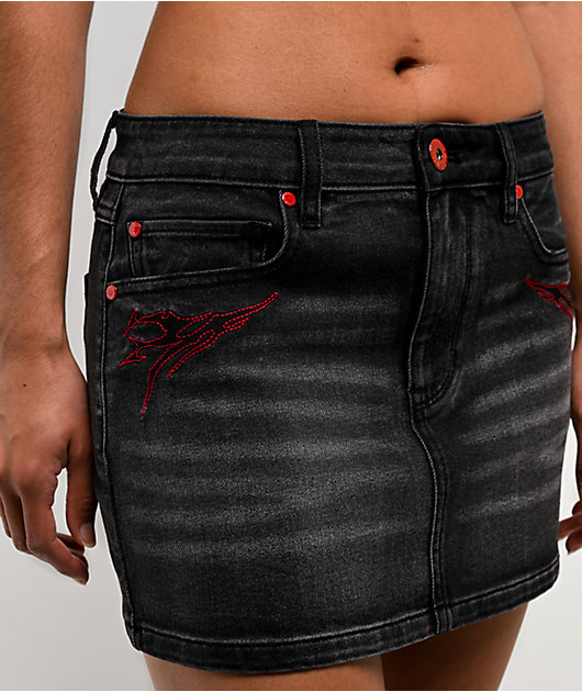 Vitriol Rose Abyss Black Wash Mini Skirt
