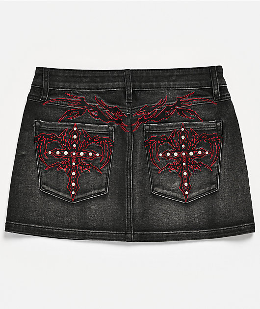 Vitriol Rose Abyss Black Wash Mini Skirt
