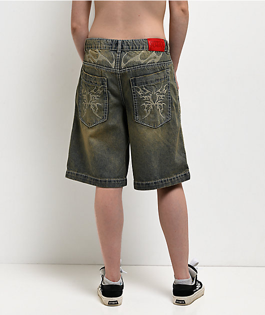 Vitriol Rowenna Butterfly Blue Wash Denim Shorts