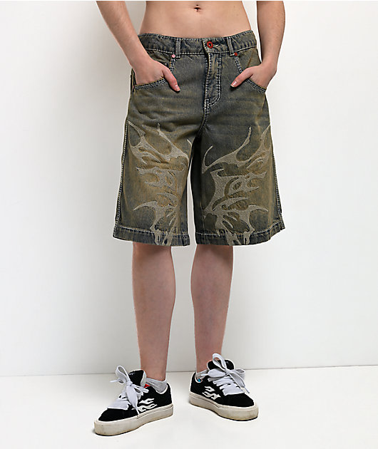 Vitriol Rowenna Butterfly Blue Wash Denim Shorts