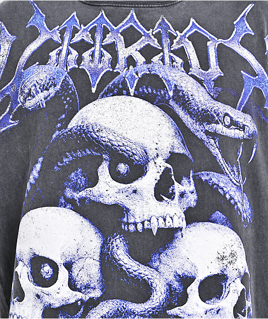 Vitriol Serpents Reign Black Wash & White 2fer Long Sleeve T-Shirt