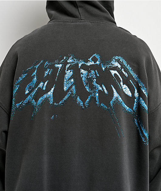 Vitriol Shadowlands Black Wash Crop Zip Hoodie
