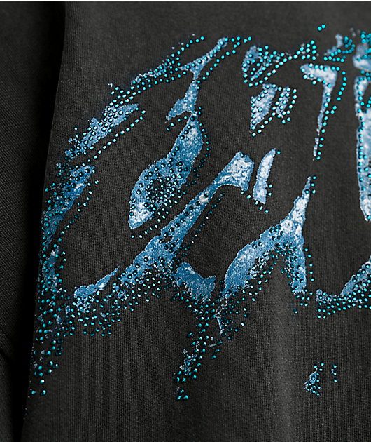 Vitriol Shadowlands Black Wash Crop Zip Hoodie