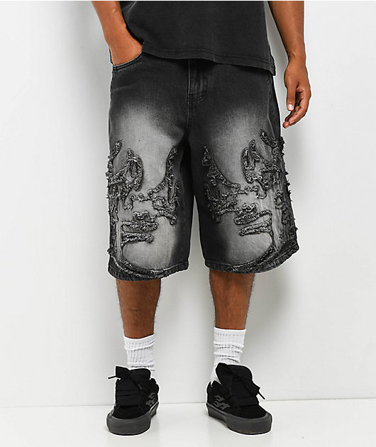 Vitriol Siphon Black Wash Ultra Loose Shorts | Zumiez