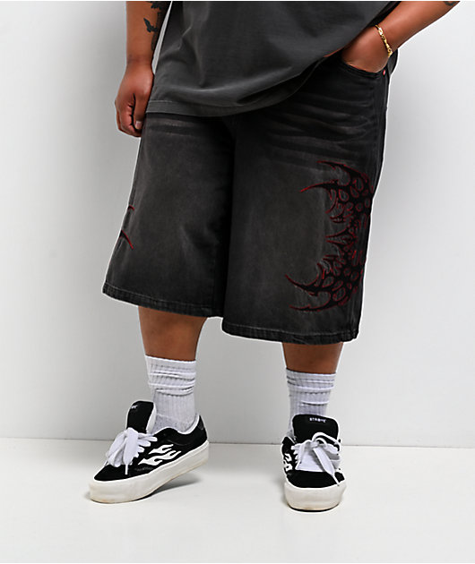 Vitriol Siphon Black Wash Ultra Wide Shorts | Zumiez