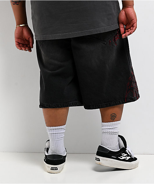 Vitriol Siphon Black Wash Ultra Wide Shorts | Zumiez