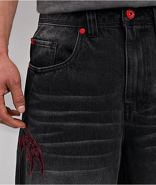 Vitriol Siphon Black Wash Ultra Wide Shorts