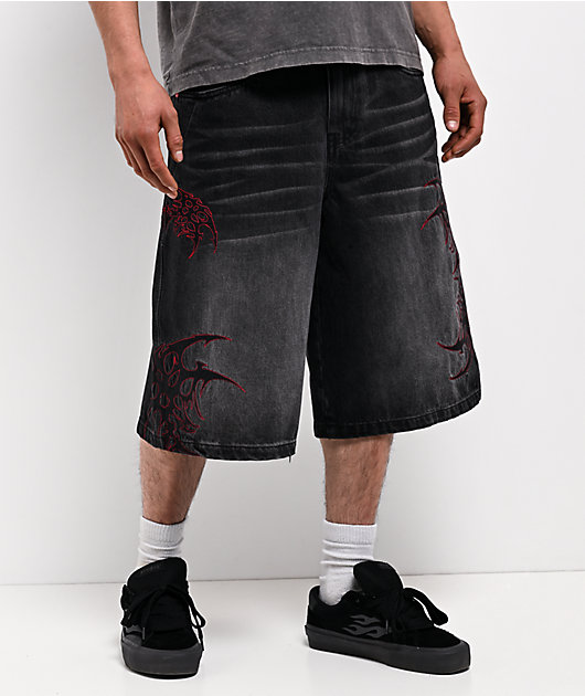 Vitriol Siphon Black Wash Ultra Wide Shorts | Zumiez