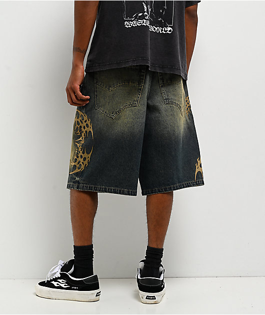 Vitriol Siphon Blue Wash Ultra Wide Denim Shorts
