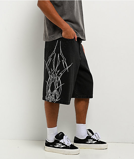 Vitriol Siphon Cyber Black Wash Ultra Wide Shorts