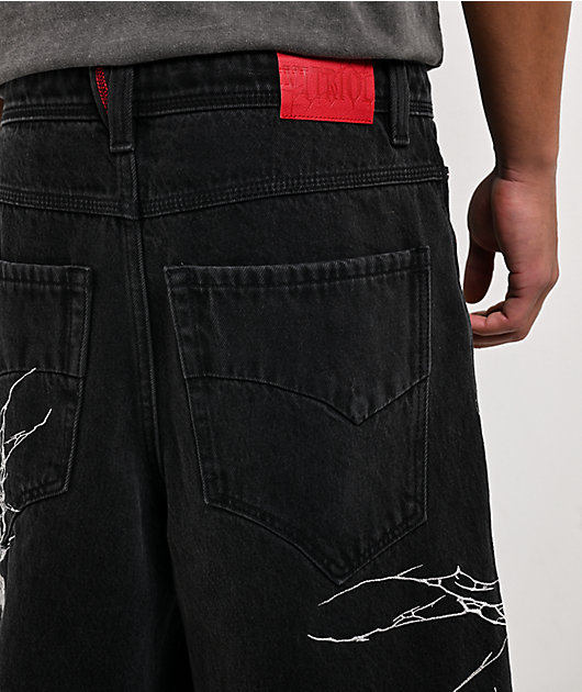 Vitriol Siphon Descend Black Ultra Loose Denim Shorts