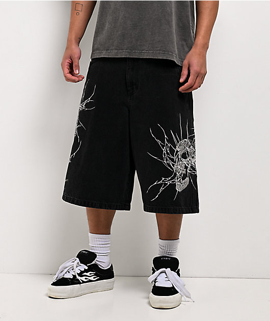 Vitriol Siphon Descend Black Ultra Loose Denim Shorts