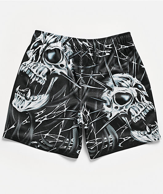 Vitriol Skull Black Mesh Shorts | Zumiez