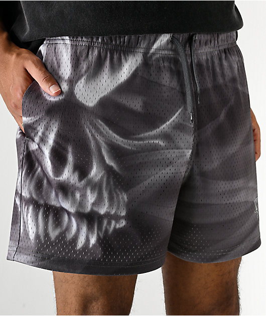 Vitriol Smoke Skull Grey Mesh Shorts