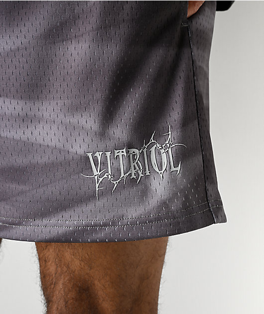 Vitriol Smoke Skull Grey Mesh Shorts