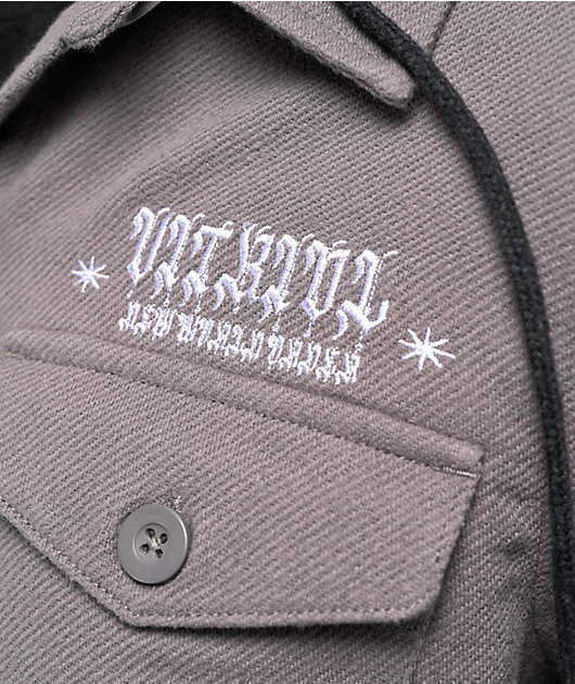 Vitriol Sterling Grey Hooded Woven Long Sleeve Shirt