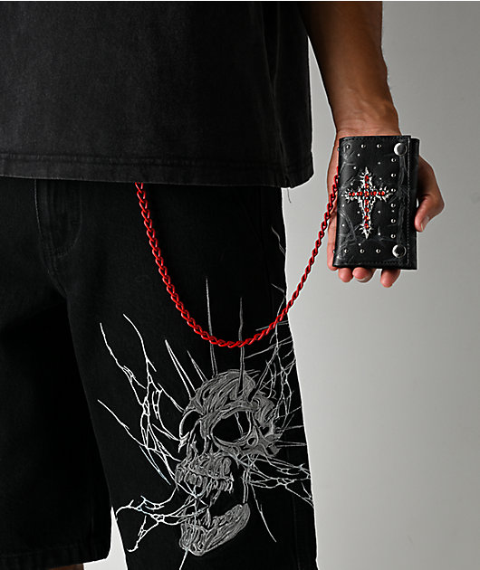 Vitriol Studded Cross Black Chain Wallet | Zumiez