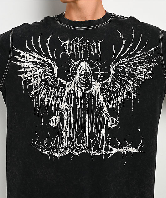 Vitriol Summoned Black Wash & White 2fer Long Sleeve T-Shirt