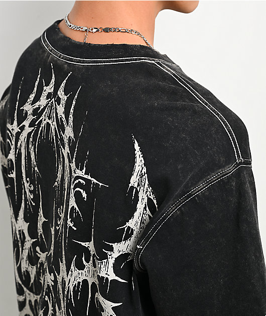Vitriol Summoned Black Wash & White 2fer Long Sleeve T-Shirt