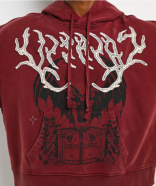 Vitriol Thunder Brown Wash Crop Zip Hoodie