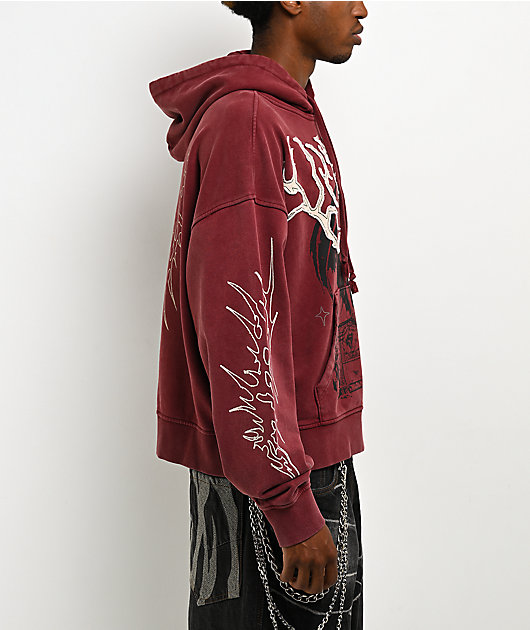 Vitriol Thunder Brown Wash Crop Zip Hoodie
