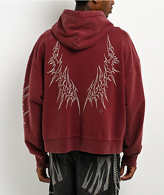 Vitriol Thunder Brown Wash Crop Zip Hoodie