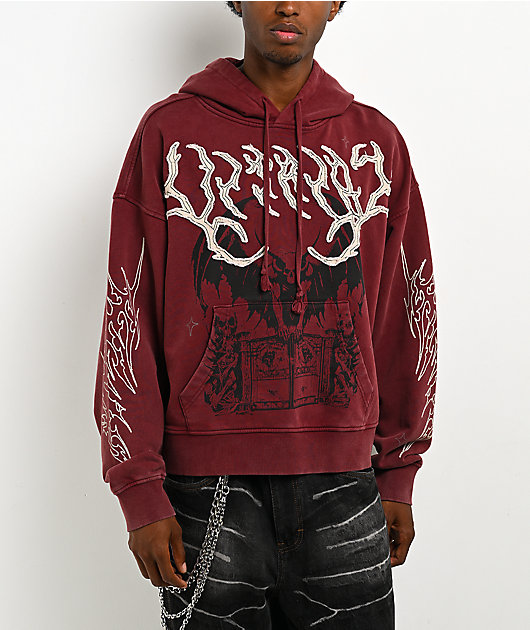 Vitriol Thunder Brown Wash Crop Zip Hoodie