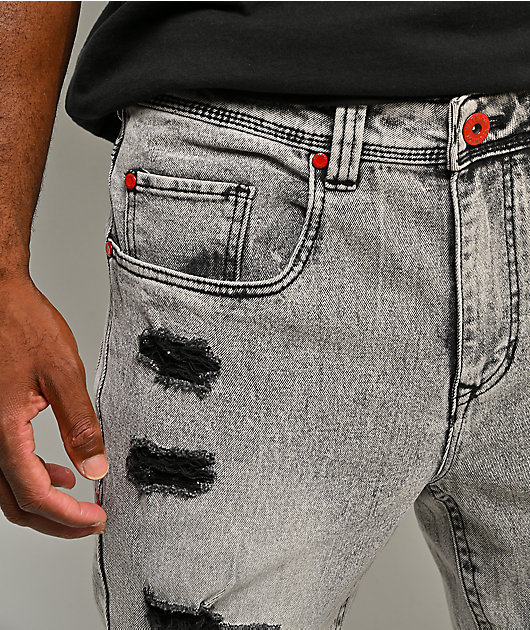 Vitriol Trench Grey Wash Skinny Flare Jeans