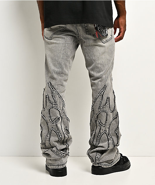 Vitriol Trench Grey Wash Skinny Flare Jeans