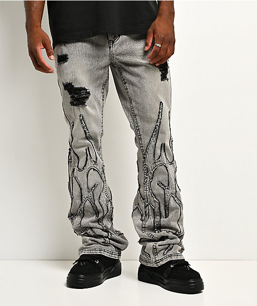 Vitriol Trench Grey Wash Skinny Flare Jeans