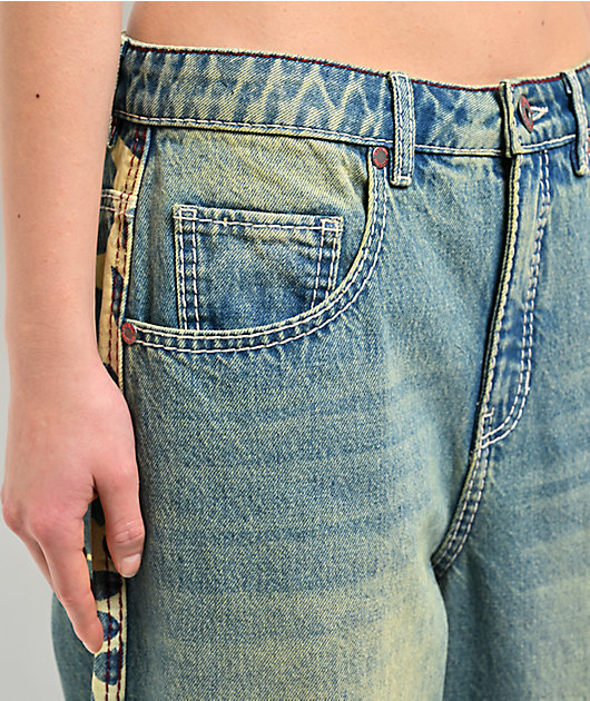 Vitriol Verona Bitten Blue Wash Wide Leg Jeans
