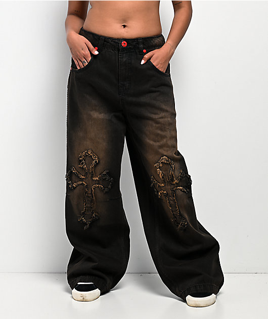 Vitriol Verona Goth Black Wash Low Rise Jeans