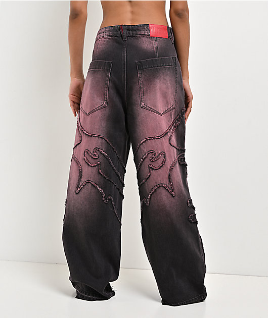 Vitriol Verona Pink Wash Wide Leg Jeans