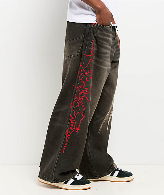 Vitriol Void Angel Black Wash Ultra Wide Leg Jeans