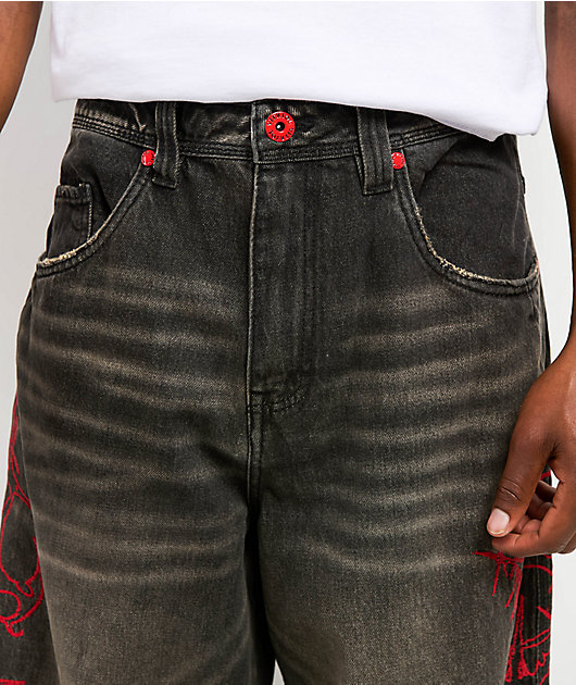 Vitriol Void Angel Black Wash Ultra Wide Leg Jeans