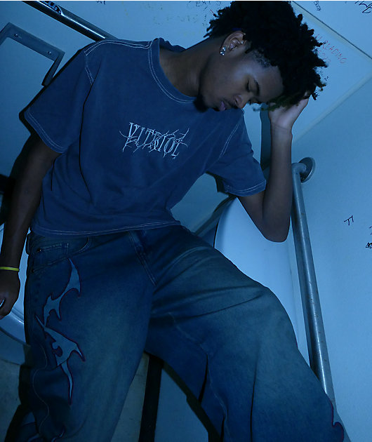 Vitriol Void Bite Blue Wash Ultra Wide Jeans