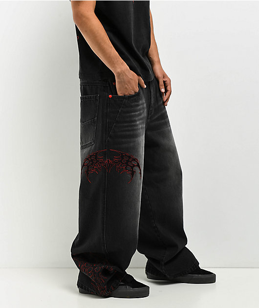 Vitriol Void Cryptic Ultra Wide Black Wash Denim Jeans | Zumiez