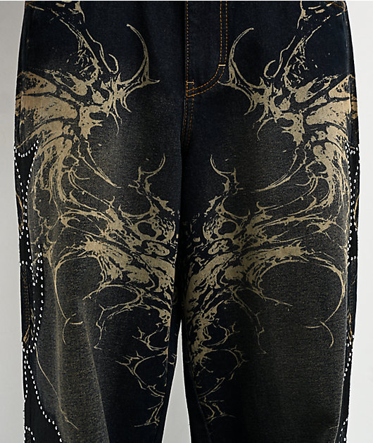 Vitriol Void Repent Dark Blue Wash Wide Leg Jeans
