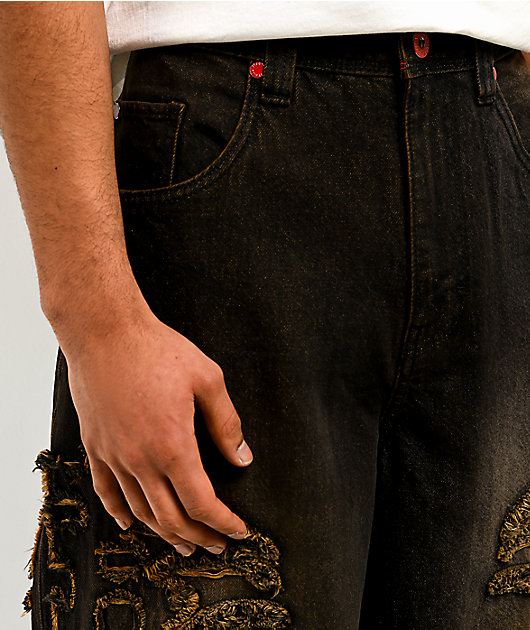 Vitriol Void Singe Brown Wash Ultra Wide Leg Jeans