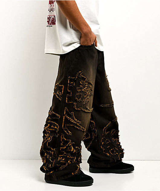 Vitriol Void Singe Brown Wash Ultra Wide Leg Jeans