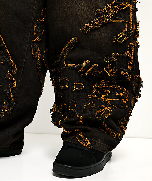 Vitriol Void Singe Brown Wash Ultra Wide Leg Jeans