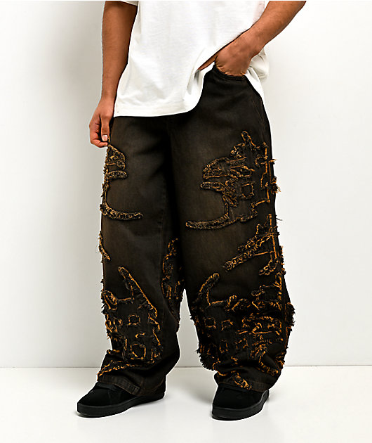 Vitriol Void Singe Brown Wash Ultra Wide Leg Jeans | Zumiez