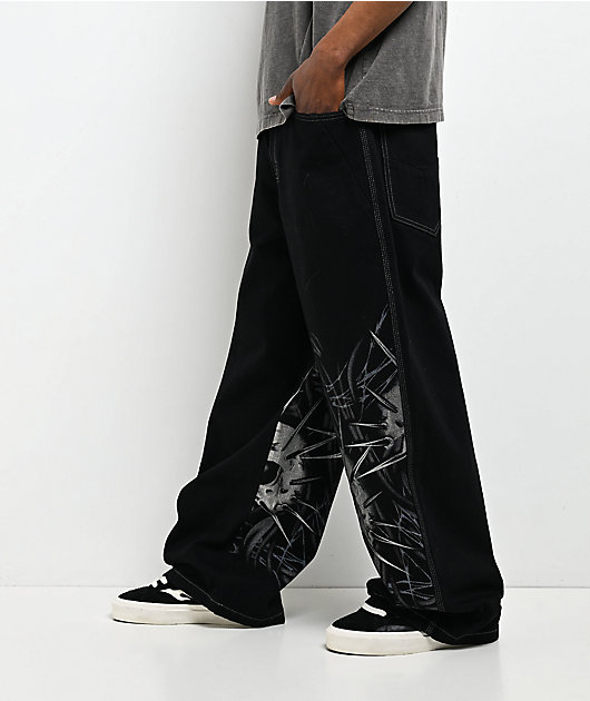 Vitriol Void Skull Black Ultra Wide Jeans