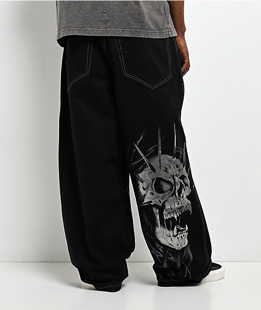 Vitriol Void Skull Black Ultra Wide Jeans