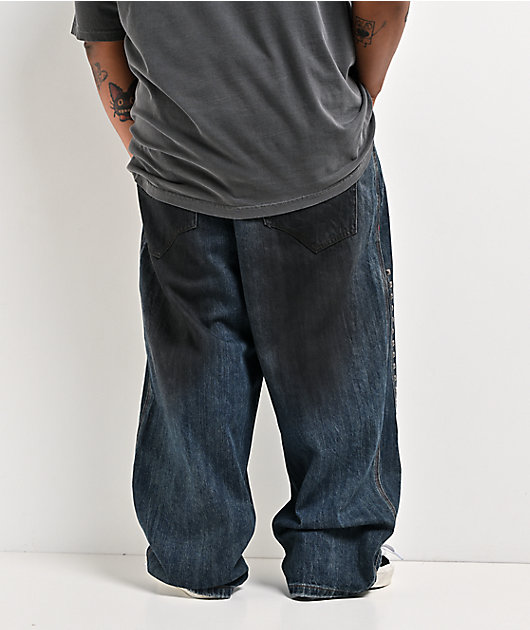 Vitriol Void Spill Blue Wash Ultra Wide Leg Jeans