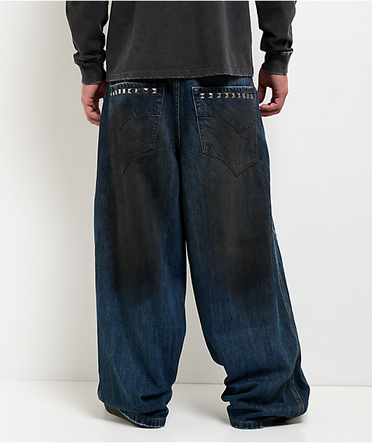 Vitriol Void Spill Blue Wash Ultra Wide Leg Jeans
