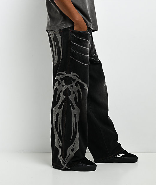Vitriol Void Vein Black Wash Ultra Wide Jeans